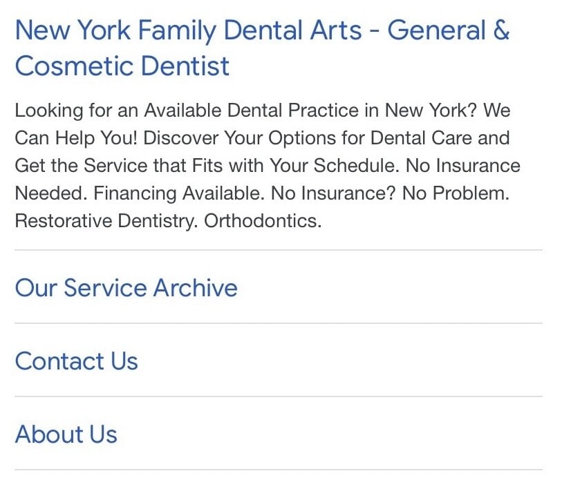 A graphical example of an effective copy for dental google ads