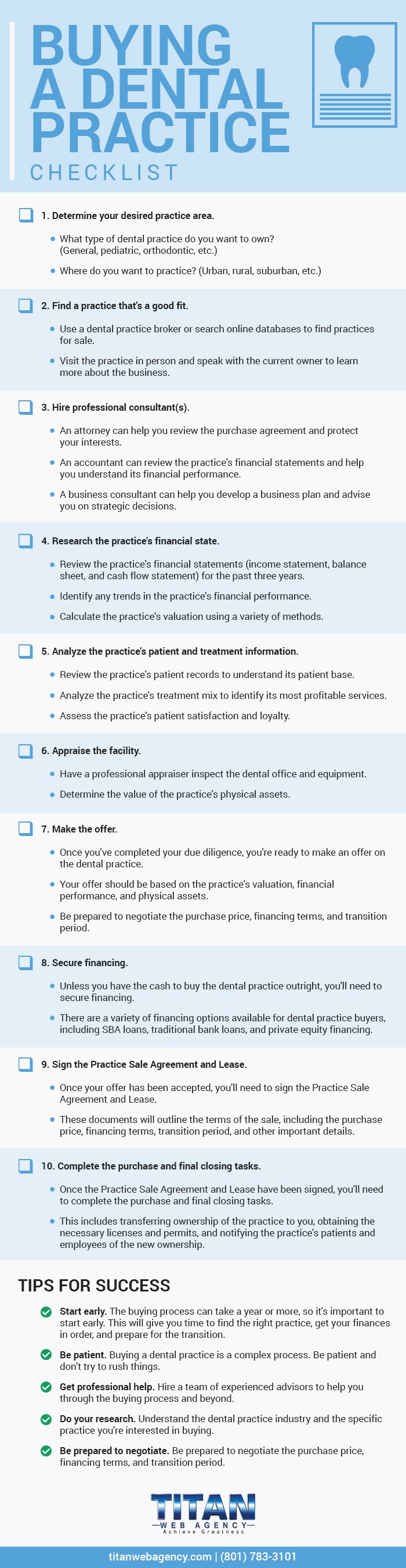 Buying a dental practice checklist