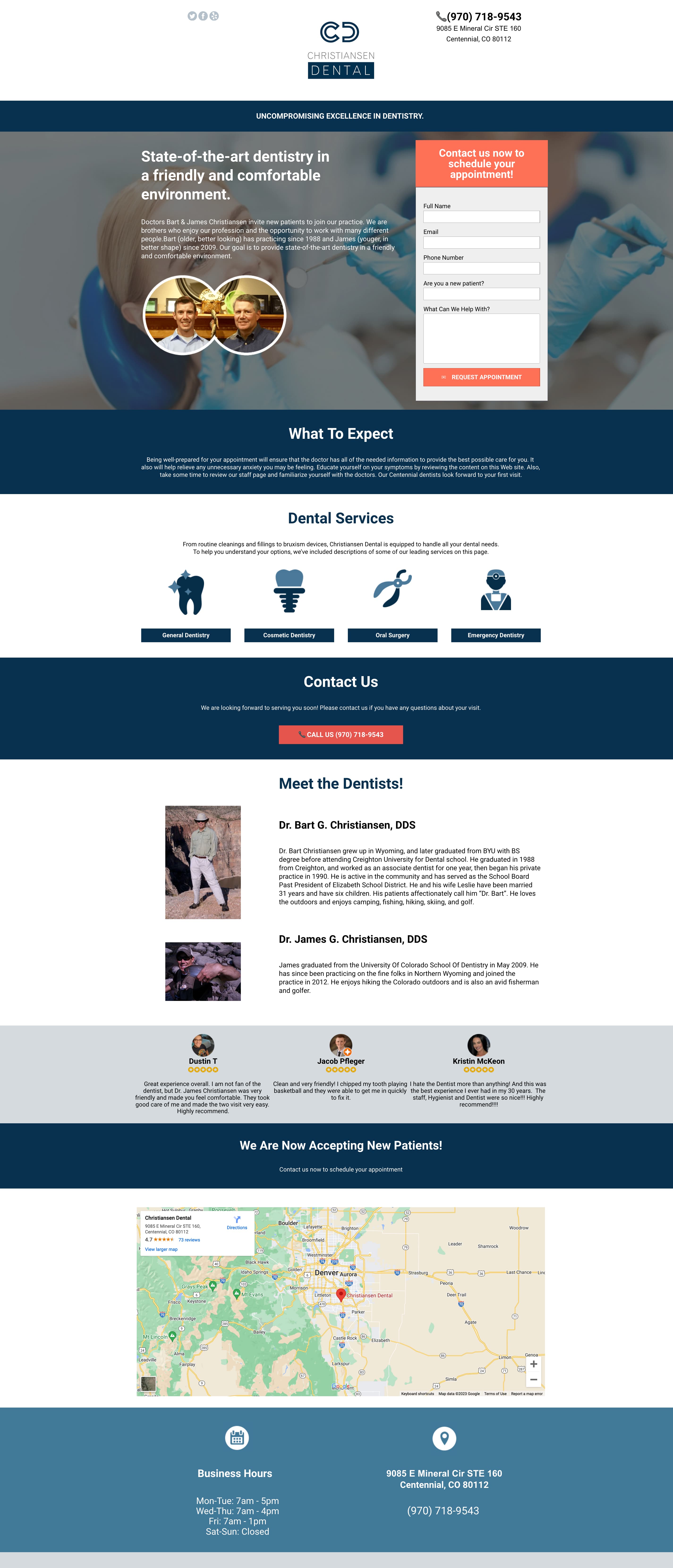 Dental Landing Page Example: Christiansen Dental Landing Page