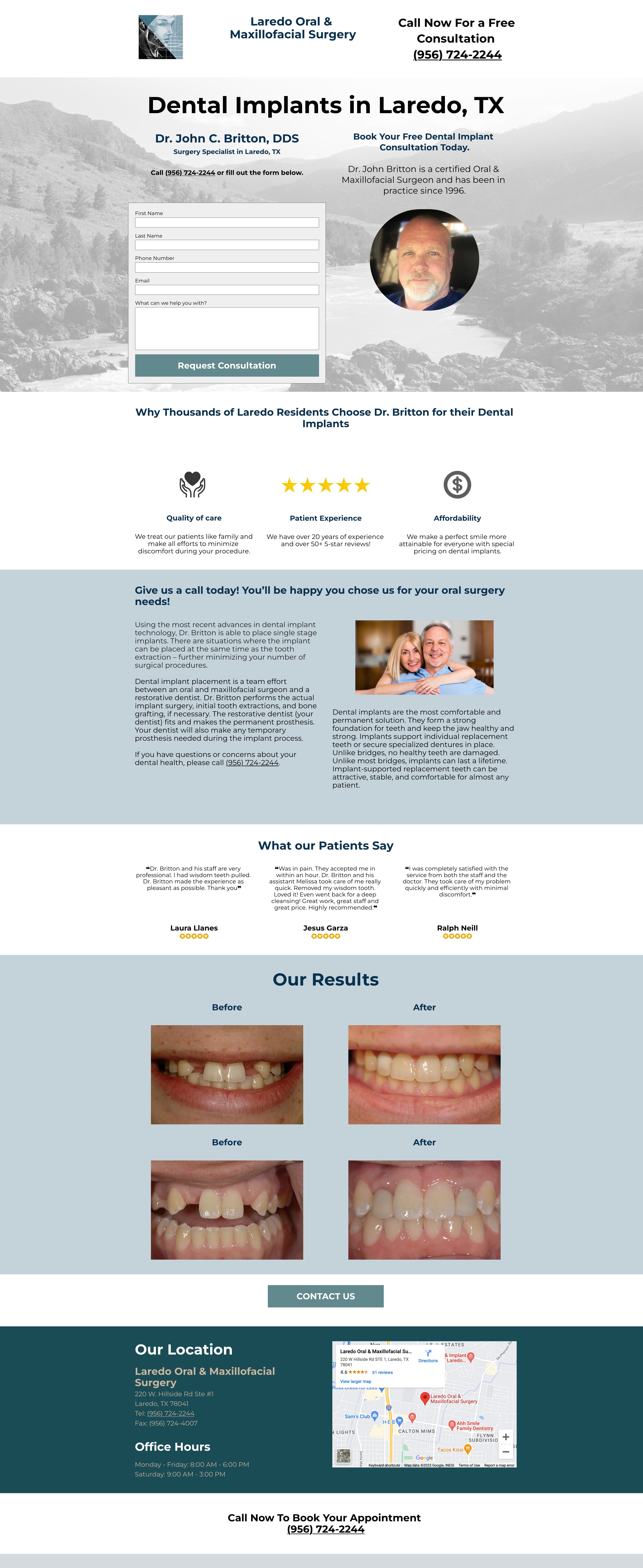 Dental Implant Landing Page Example: Laredo Oral & Maxillofacial Surgery