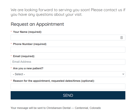 A simple contact form is important for every dental website