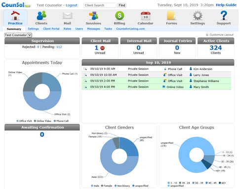 CounSol Mental Health Practice Management Software 