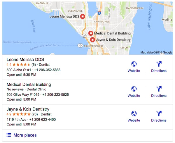 google amenities search results 