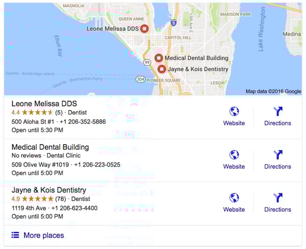 google amenities search results