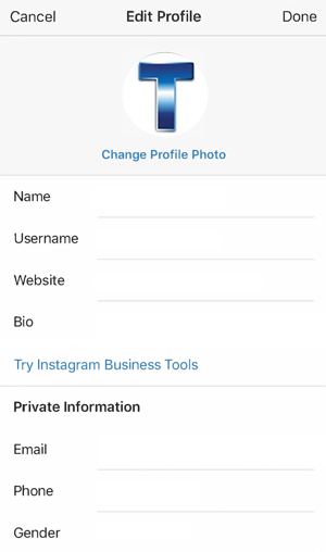 instagram business details