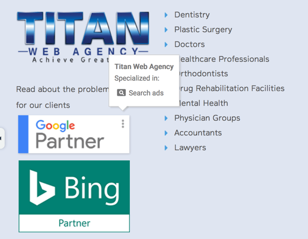 titan web agency google partner bing partner