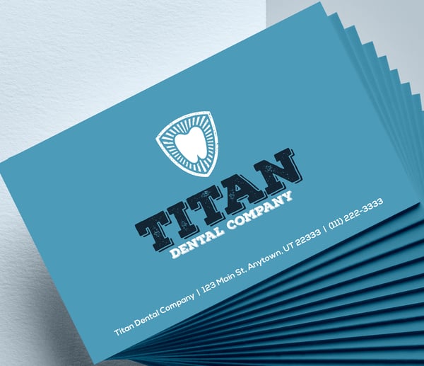 dental business card logo samples blue background