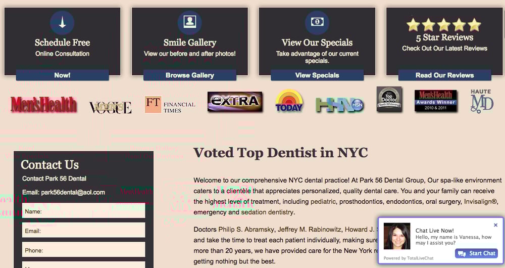 good dental website design