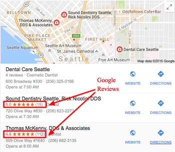 google reviews in google search 