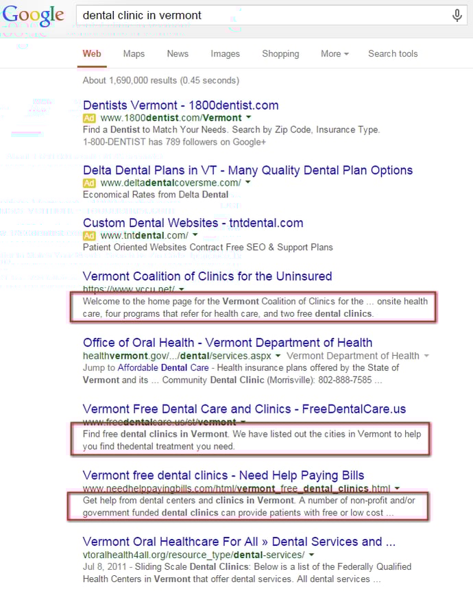 meta tags appear in google search results