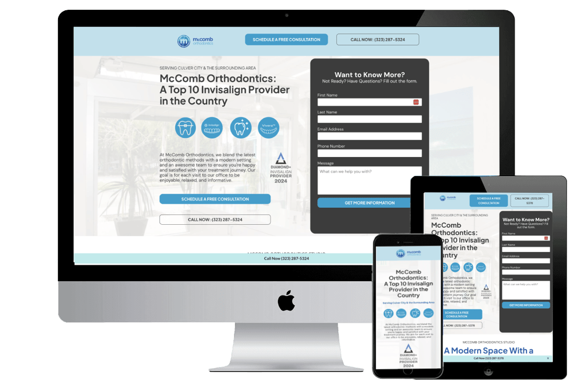 Landing page for orthodontist