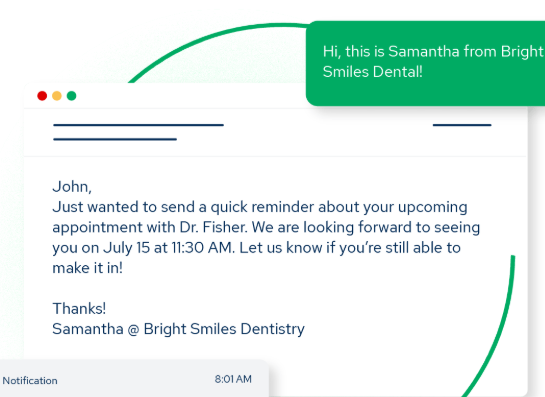 Dental intelligence messaging interface