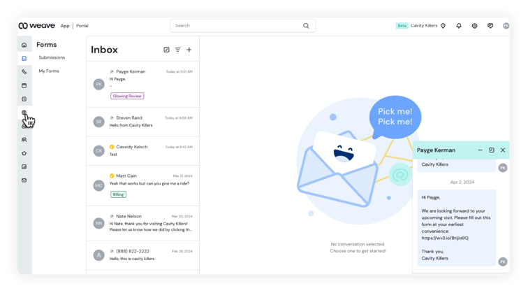 weave messaging interface